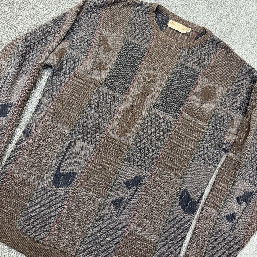 Vintage 90s Shenandoah‎ Golf Sweater Men's XLT Made In USA Grandpa Texture